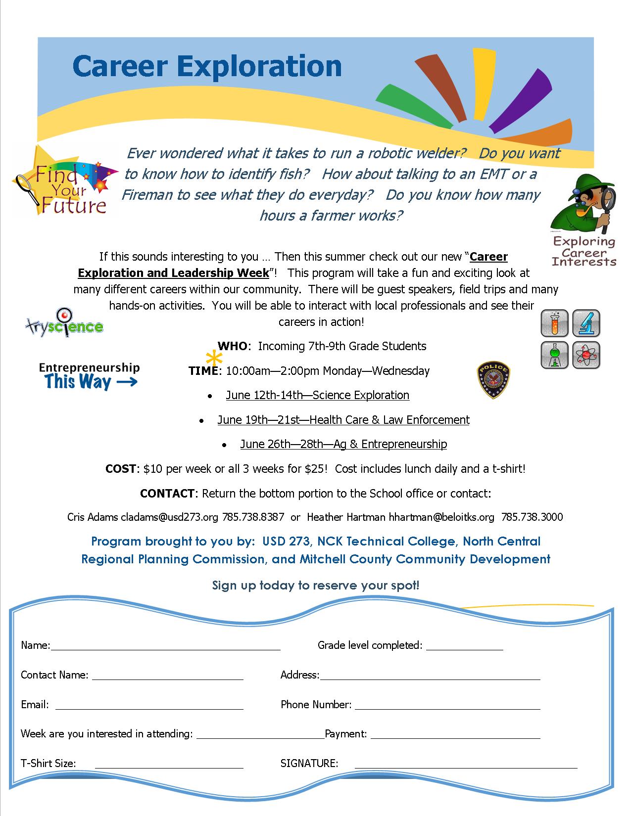 USD 273 Beloit Career Exploration and Leadership Week Summer Program